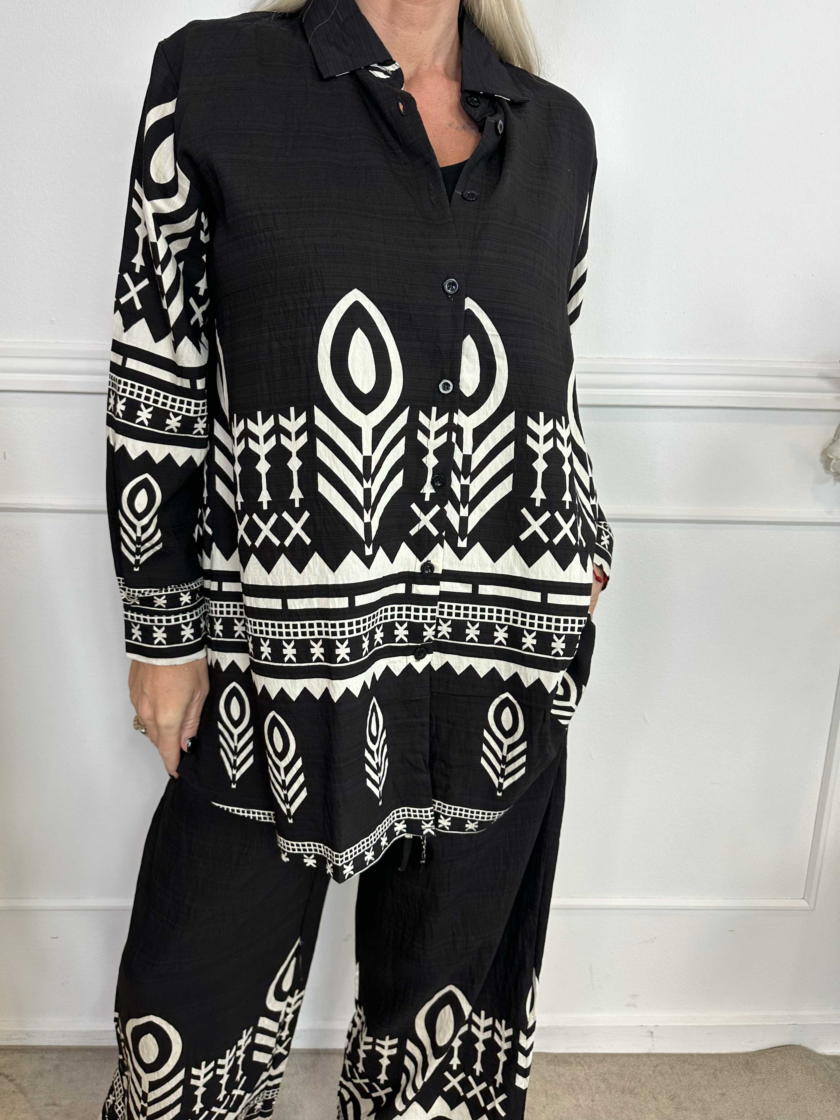 Diana - Mönstrat skjortset i viskos